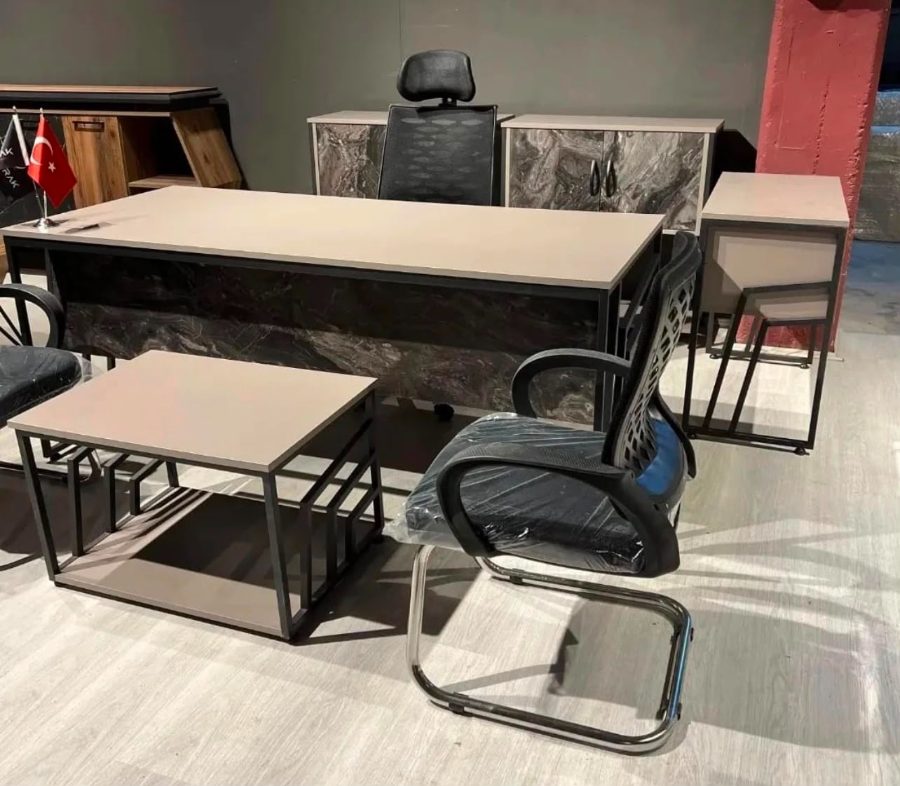 Bej Mermer Ofis Masa Takımı